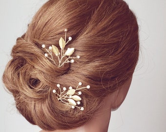 Gold Hairpiece, Wedding Hair Comb, Leaf Hair Clip, Bridal Headpiece, Wedding Hair Jewelry, Wedding Hair Clip, Bridal Hair Pins