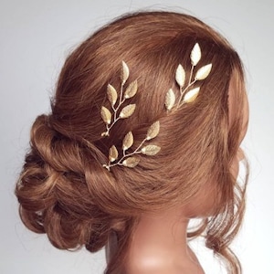 Bridal Headpiece, Gold Bridal Hair Vine, Gold Leaf Hair Comb, Gold Hair Vine, Bridal Comb, Wedding Hair piece, Gold Leaf Hair Vine image 1