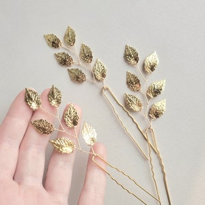 Bridal Hair Pins, Leaf hair Comb, Wedding Hair Piece, Gold Hair Accessory, Rose Gold Hair Pins, Bridesmaid Hair