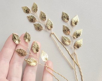 Bridal Hair Pins, Leaf hair Comb, Wedding Hair Piece, Gold Hair Accessory, Rose Gold Hair Pins, Bridesmaid Hair