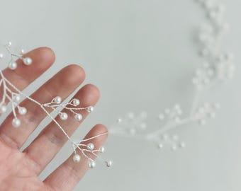 Baby's Breath Hair Vine, Pearl Bridal Headpiece, Wedding Headband, Babies Breath Hair Piece, Bridal Headpiece, Wedding Headband
