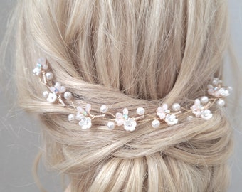 Wedding Hair Piece, Pearl Hair Vine, Floral Hair Accessory, Bridal Headband, Flower Hair Comb, Bridesmaid Hair Clip