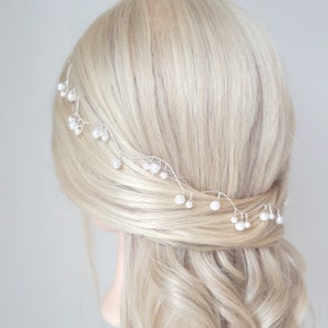 Teardrop Hair Vine, Bridal Headband, Pearl Hair Wreath, Wedding Hair piece, Pearl Hair Vine Headpiece image 2