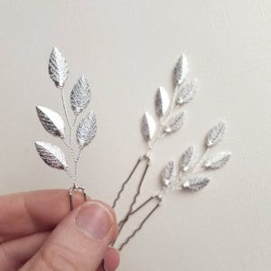 Silver Leaf Hair Vine, Bridal Hair Comb, Wedding Hair Vine, Bridal Comb, Bridal Hair Piece, Wedding Hairpiece, Leaf Hair Pins, Headpiece