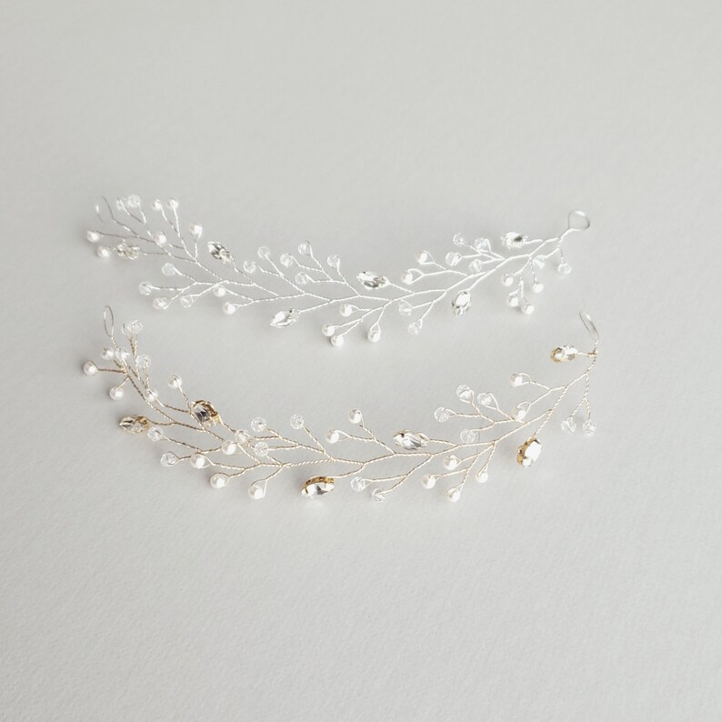Bridal Headband Bridal Hair Vine Pearl Hair Vine Bridal Tiara Wedding Hairpiece Silver Hair Vine Wedding Headband