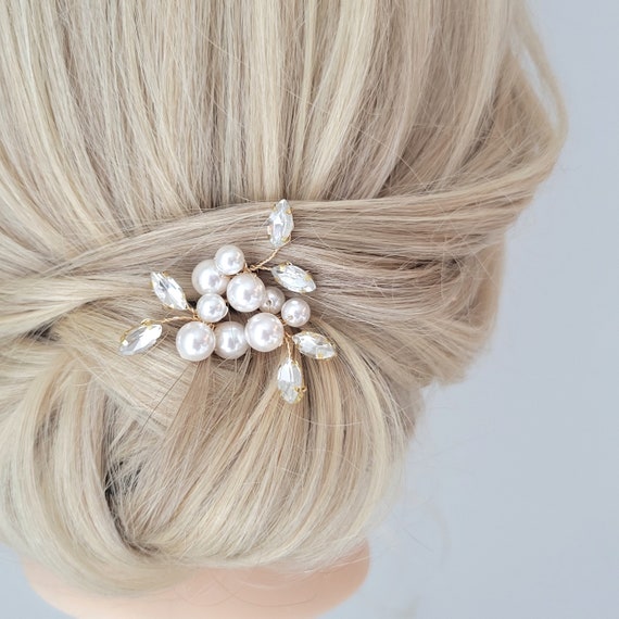 Buy Pearl Bridal Hair Comb, Wedding Hair Pin, Beaded Pearl  display picture 3
