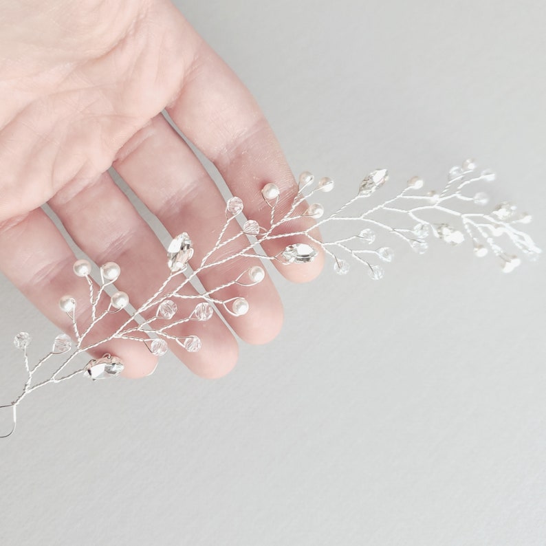 Bridal Headband Bridal Hair Vine Pearl Hair Vine Bridal Tiara Wedding Hairpiece Silver Hair Vine Wedding Headband