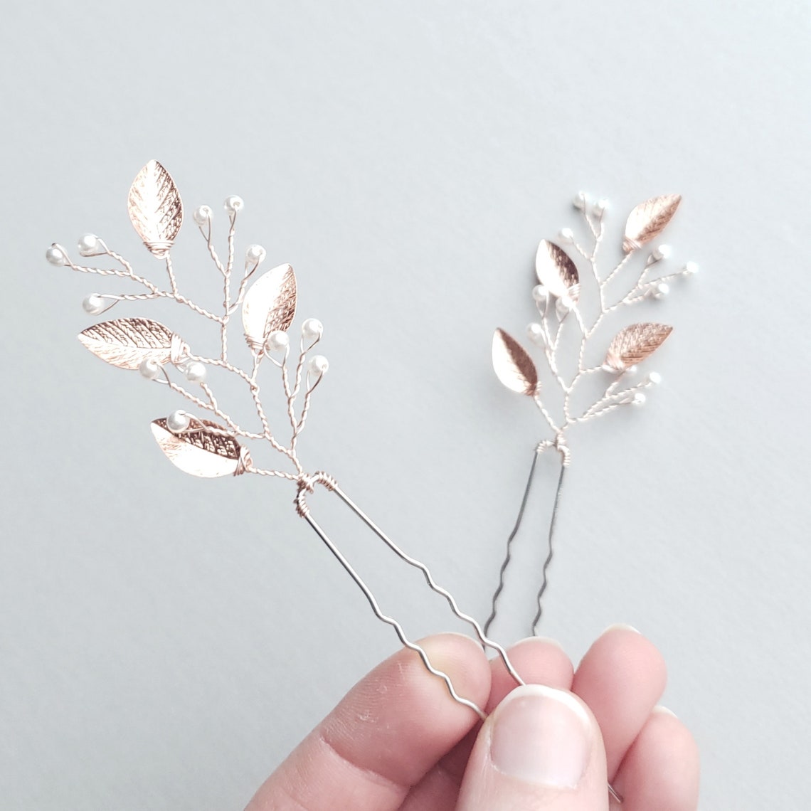 Rose Gold Hair Pins Bridal Hair Vine Wedding Hair Comb Etsy
