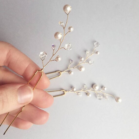 Crystal Hair Vine Pearl Hair Pins Wedding Hair Comb Bridal Etsy