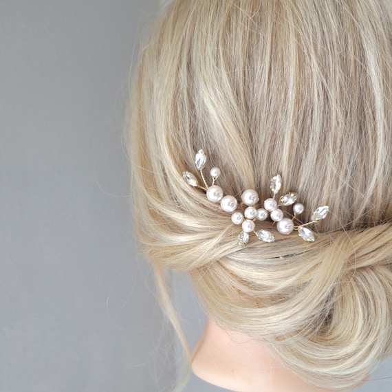 Pearl Hair Comb, Bridal Hair Pins, Wedding Hair Piece, Gold Pearl Hair  Accessories, Bridal Hair Clip, Bridesmaid Hair 