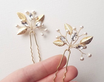 Bridal Hair Comb, Gold Hair Pin, Leaf Hair Piece, Leaf Bridal Hair Piece, Wedding Hair Vine, Wedding Hair Pins, Bridal Hair Comb, Head piece