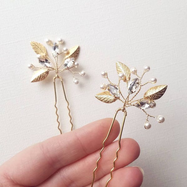 Bridal Hair Comb, Gold Hair Pin, Leaf Hair Piece, Leaf Bridal Hair Piece, Wedding Hair Vine, Wedding Hair Pins, Bridal Hair Comb, Head piece