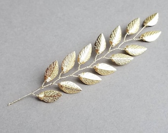 Gold Leaf Hair Comb, Wedding Head Piece, Gold Hair Vine, Bridal Hair Vine, Leaf Hairpiece, Gold Vine Hair Pins, Vine Hair Comb