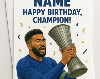 Chelsea Birthday Card A5 – Europa Conference League Trophy – Reece James OR Cole Palmer Football Club Fan Gift with Envelope FREE DELIVERY!