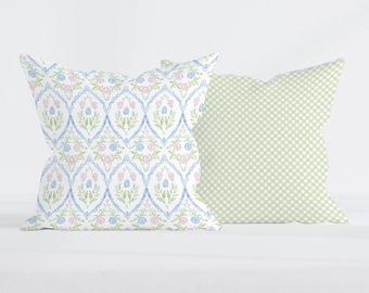 Pastell Blumenkissenbezug, Cottagecore Wohnheim Dekor, Französischer Akzent Kissen