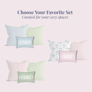 Dorm Pillow Set of 3, Personalized Preppy Coquette Pillow Covers, Soft Girl Dorm Room Decor, Custom Name College Bedding Set