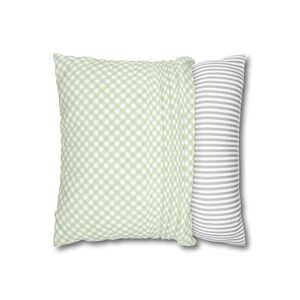 Green Gingham Pillow Cover, Farmhouse Decorative Cushion, Cottagecore Throw Pillow, Square Accent Pillow for Sofa, Nursery or Dorm Decor image 4