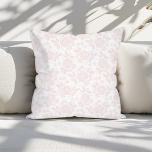 Soft Blush Floral Pillow Cover Pink Throw Pillow Flower Throw Cushion Rose Pattern Cushion for Nursery Baby Girls Dorm Room Decor