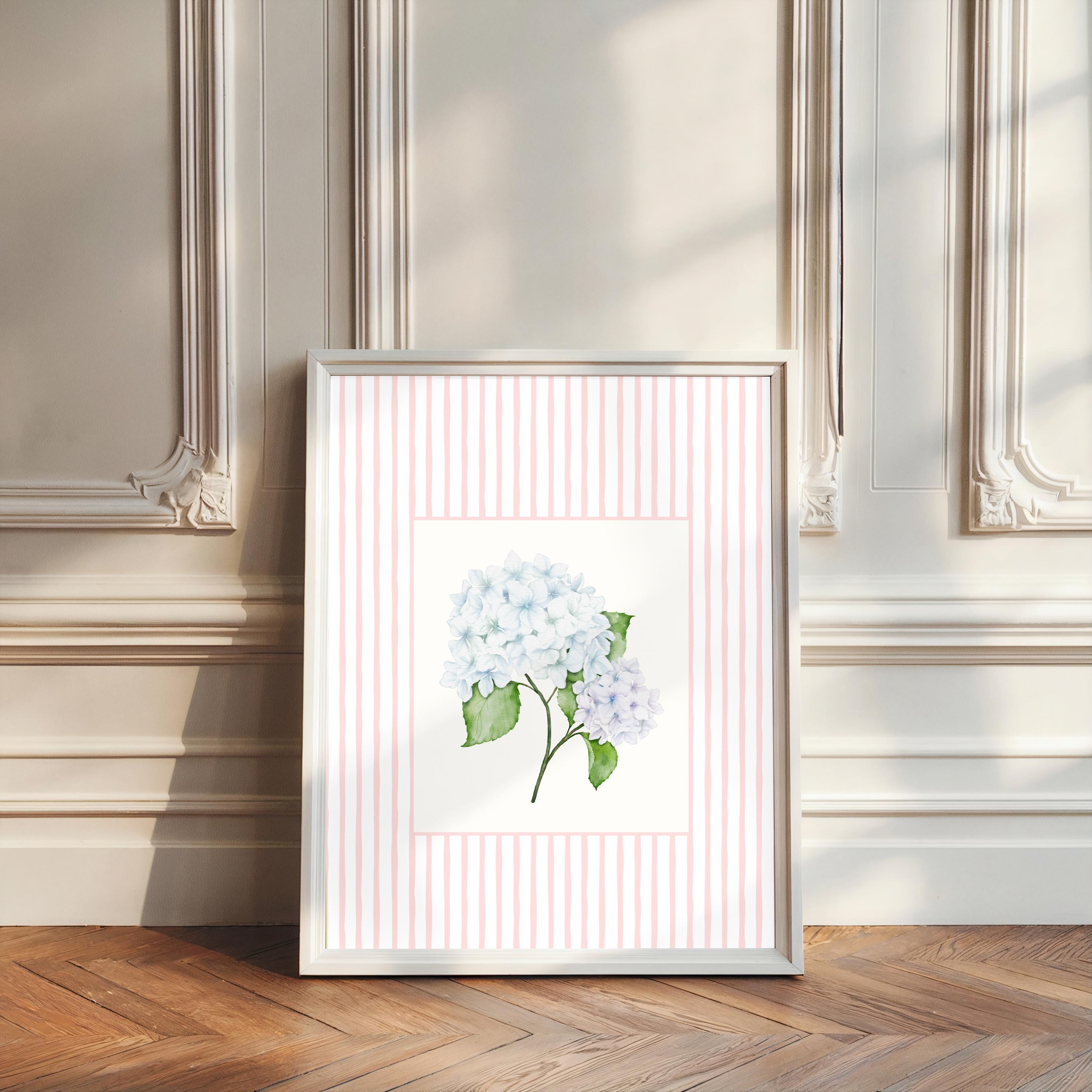 Floral Hydrangea Wall Art – Watercolor Botanical Print for Nursery ...