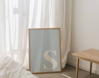 Arte de parede personalizada com iniciais para dormitório, decoração monogramada para quarto universitário, pôster com letra personalizada, arte de parede estilo preppy para quarto de estudante, decoração feminina para dormitório.