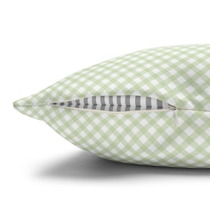Green Gingham Pillow Cover, Farmhouse Decorative Cushion, Cottagecore Throw Pillow, Square Accent Pillow for Sofa, Nursery or Dorm Decor image 5
