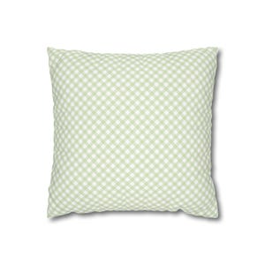 Green Gingham Pillow Cover, Farmhouse Decorative Cushion, Cottagecore Throw Pillow, Square Accent Pillow for Sofa, Nursery or Dorm Decor image 3