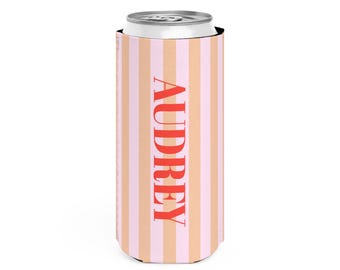 Enfriador de latas personalizado: recuerdo de despedida de soltera, regalo para dama de honor, imprescindible para el verano, porta latas delgado y delgado, regalo para boda.