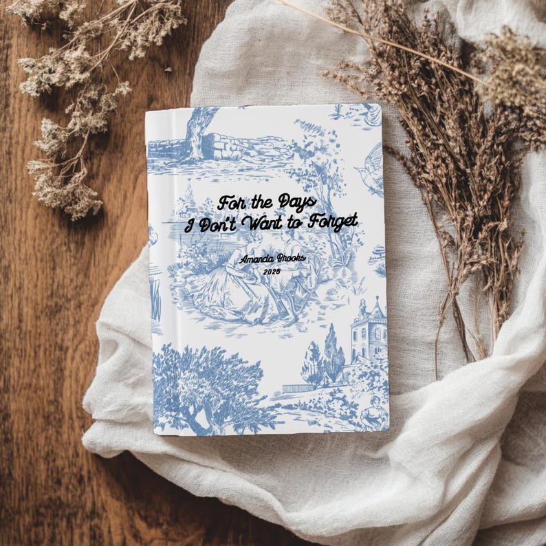 Personalized Journal, French Blue Toile Notebook, Custom Color Diary ...