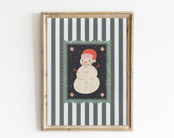 Conjunto de 5 pôsteres digitais de Natal – Arte de parede natalina vintage, decoração de Natal para quarto infantil, pacote de pôsteres festivos retrô