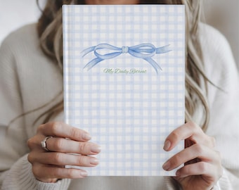 Personalized Coquette Journal: Blue Gingham Notebook with Bow