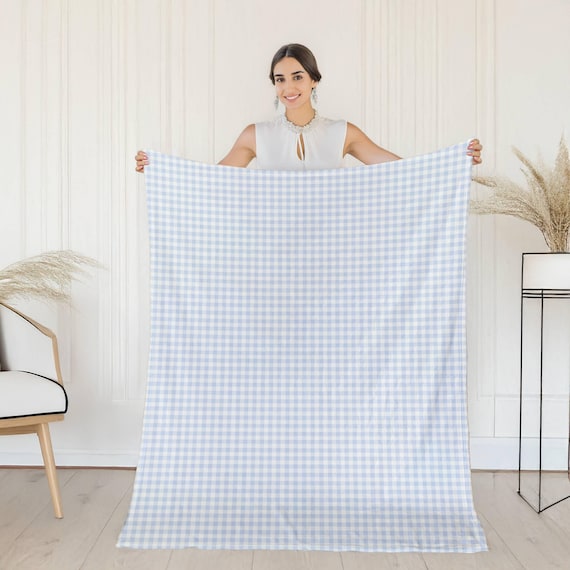 BABY BLANKET GINGHAM ブランケット (ブルー/F) Gingham Baby Blanket