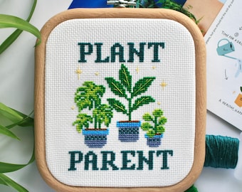 Parent de plante, motif de point de croix d'art mural de plante d'intérieur (téléchargement numérique PDF)