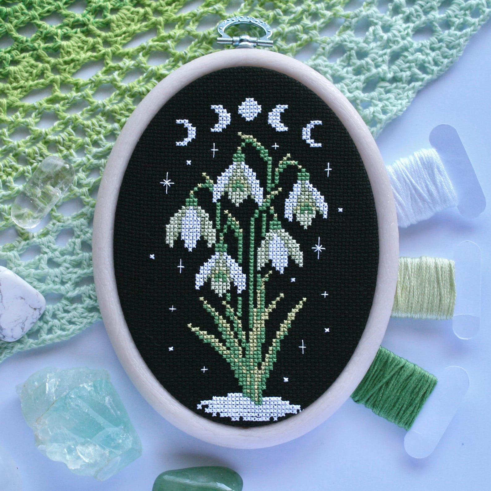 Magical Snowdrop Flowers from evly stitch on Etsy