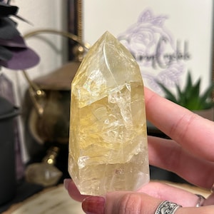 Beautiful Yellow Hematoid Quartz Tower with Rainbows | Golden Healer Tower | Hematoid Quartz Point | Brazil
