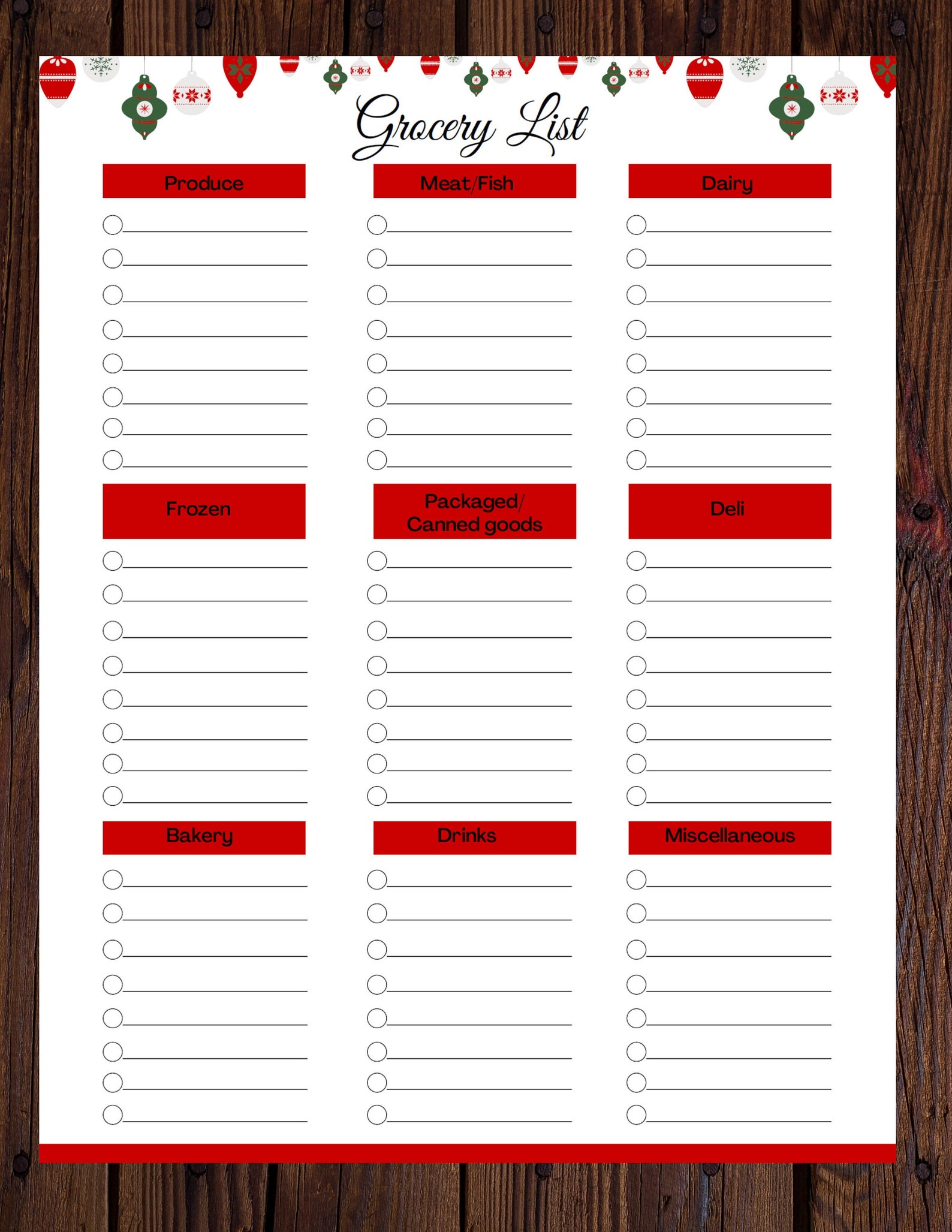 Christmas Grocery Shopping List Etsy