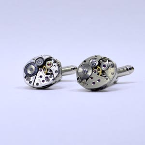 Stunning oval watch movement cufflinks ideal gift for a wedding, birthday or anniversary 129 image 1