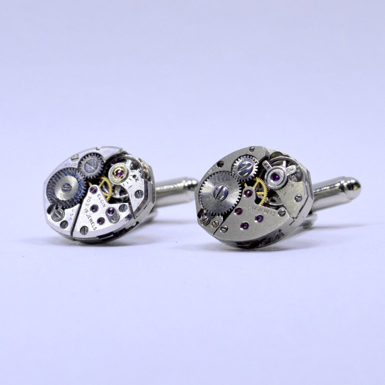 Stunning oval watch movement cufflinks ideal gift for a wedding, birthday or anniversary 129 image 2