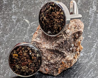 Dinosaur Bone Cufflinks, Triceratops Fossil Cuff Links, Unique Mens Jewelry, Groom Wedding Gift, Anniversary Gift for Him