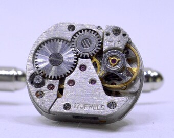 Retro cufflinks made with vintage watch movements
