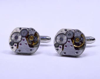 Quality set of watch movement cufflinks, ideal gift for a wedding, anniversary or birthday