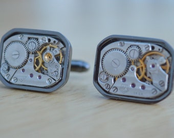 Vintage watch movement cufflinks