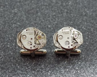 Handmade Cufflinks, Watch movement cufflinks with silver backs ideal for the cufflink lover at christmas