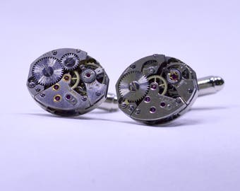 Stunning oval watch movement cufflinks ideal gift for a wedding, birthday or anniversary 136