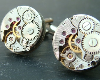 Dress to impress - stylish round watch movement cufflinks