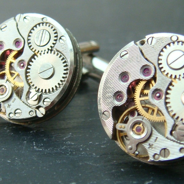 Dress to impress - stylish round watch movement cufflinks