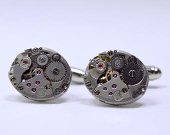 Oval steampunk cufflinks - ideal gift for a birthday, anniversary or wedding