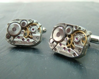 Perfect stocking filler - rare striped watch movement cufflinks