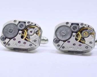 Stunning set of watch movement cufflinks ideal birthday gift for a steampunk lover