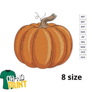 Broderidesign med Halloweenpumpa, retro höstbroderi, 8 storlekar (nedladdning sker direkt)
