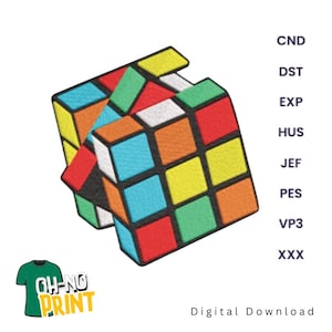 May include: A colorful 3D Rubik's Cube puzzle with red, blue, green, yellow, orange, and white squares. The cube is in a partially solved state, with some of the squares misaligned. The image is a digital download.